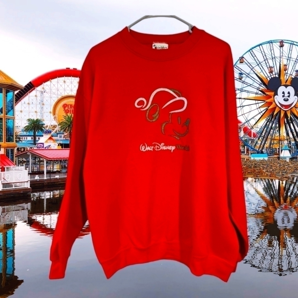 Walt DISNEY WORLD red sweatshirt sz L Large